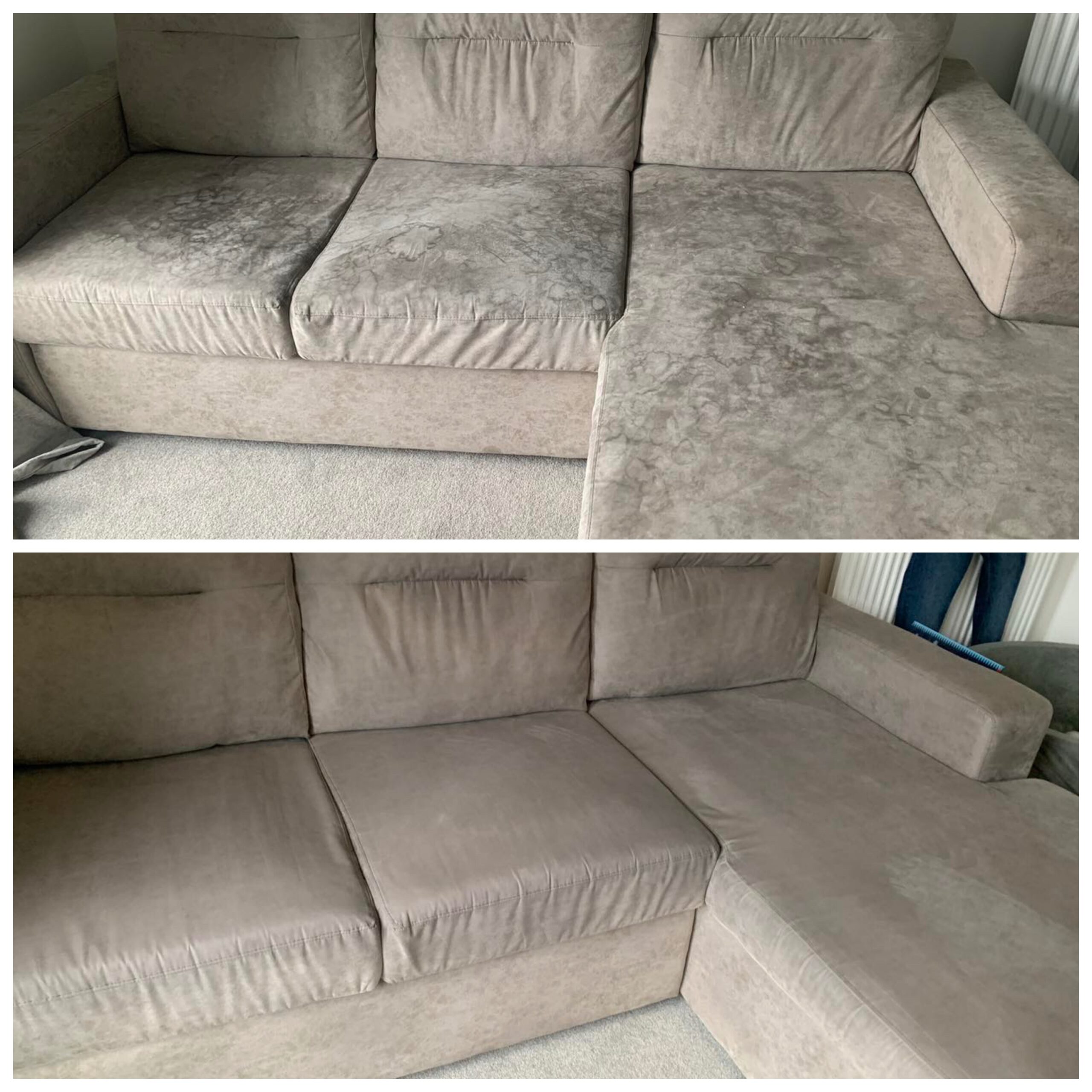 Carpet and upholstery cleaning before and after examples