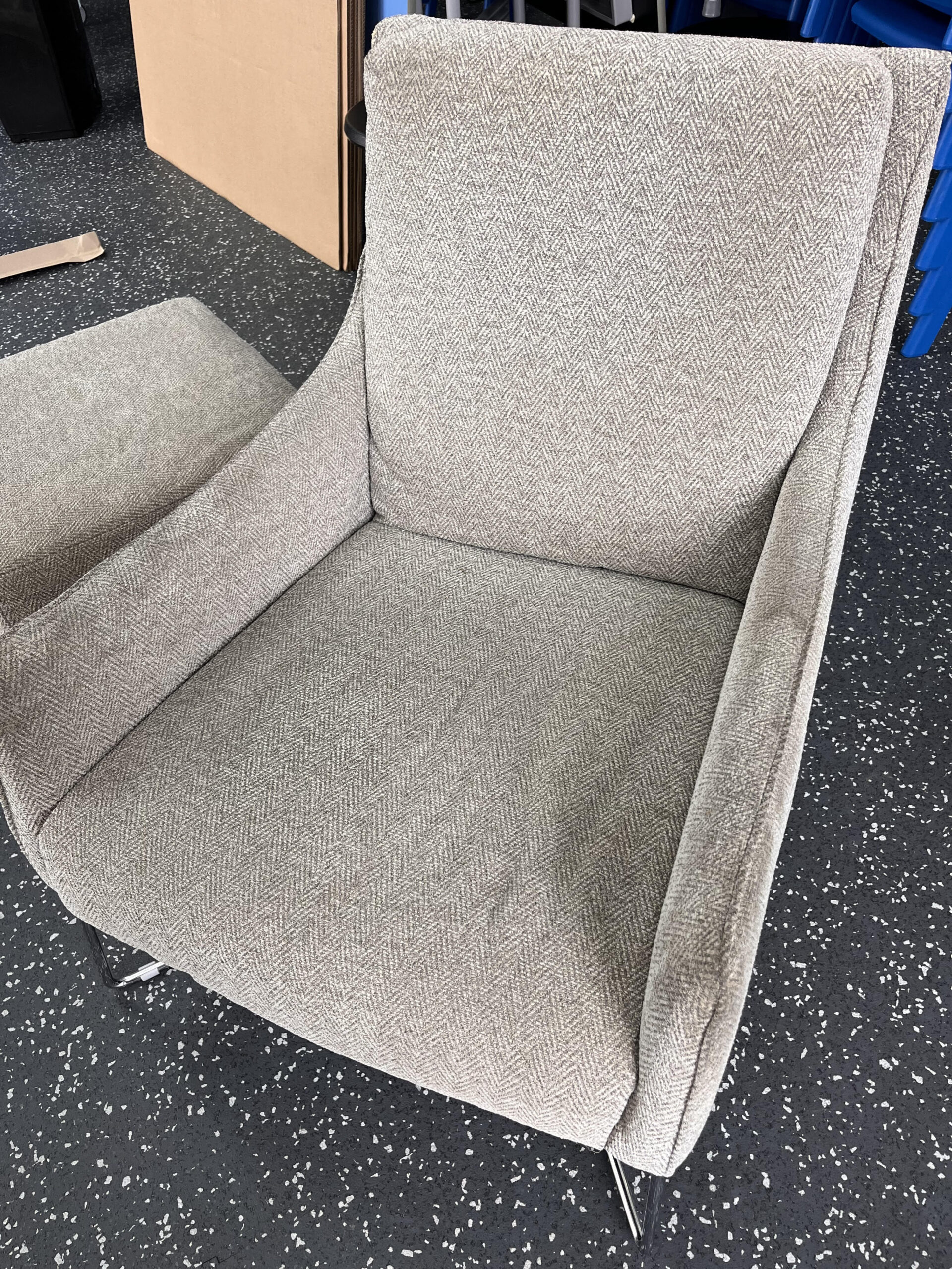 Commercial fabric chair before professional cleaning