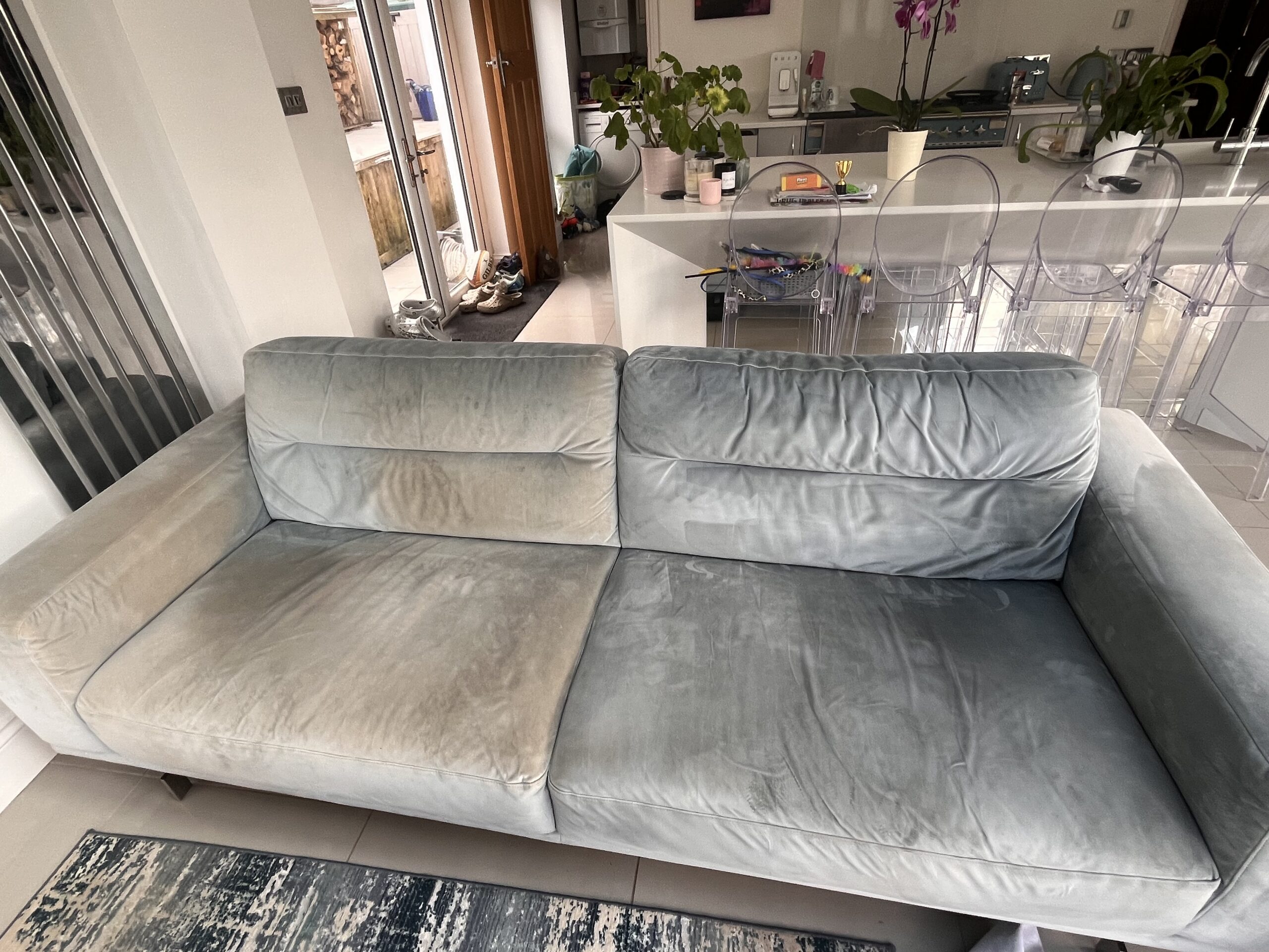Professional upholstery cleaning result